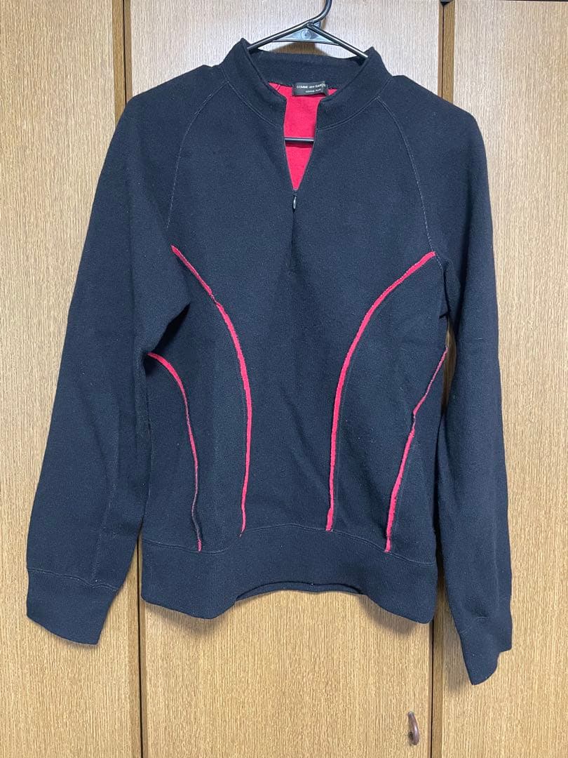 コムデギャルソン オムプリュス ハーフジップ スウェット 黒　赤 COMME