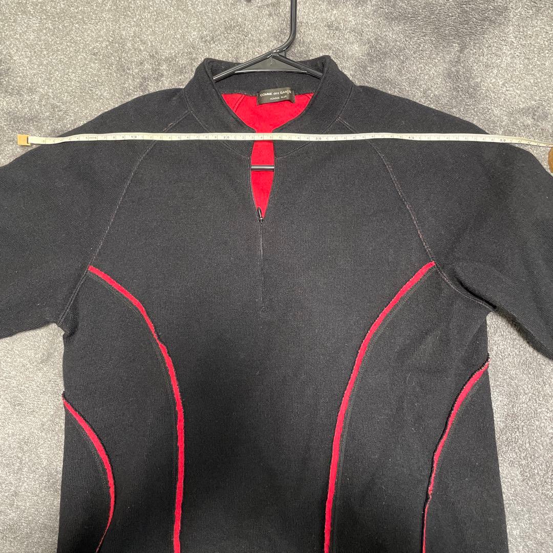 コムデギャルソン オムプリュス ハーフジップ スウェット 黒　赤 COMME