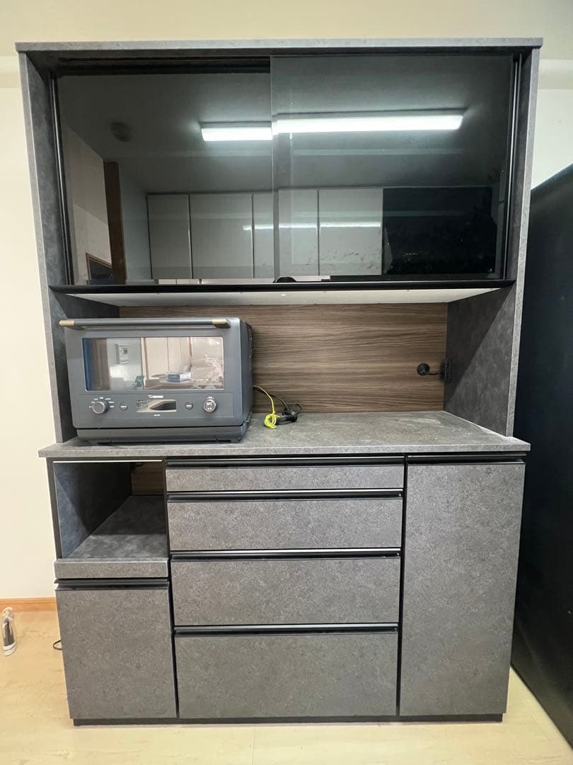 【美品】松田家具 高級食器棚 石目デザイン 日本製 ガバーナ140cm