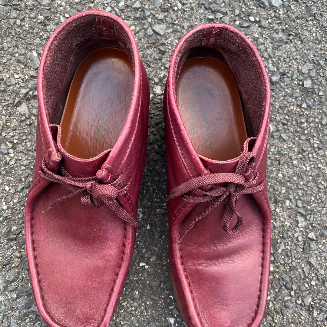 靴 clarks wallabee leather burgundy 26.5