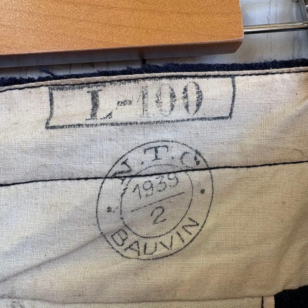 30s ヴィンテージ フランス軍 ウールパンツ メタルボタン ミリタリーパンツ