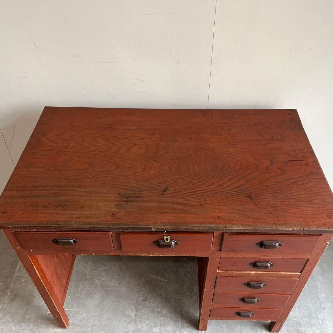 アンティーク 片袖机 デスク テーブル モダン レトロ 無垢材
