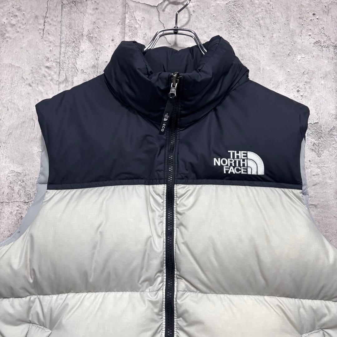 ☆人気　ノースフェイス　ダウンベスト　ブラック×ホワイト　XL