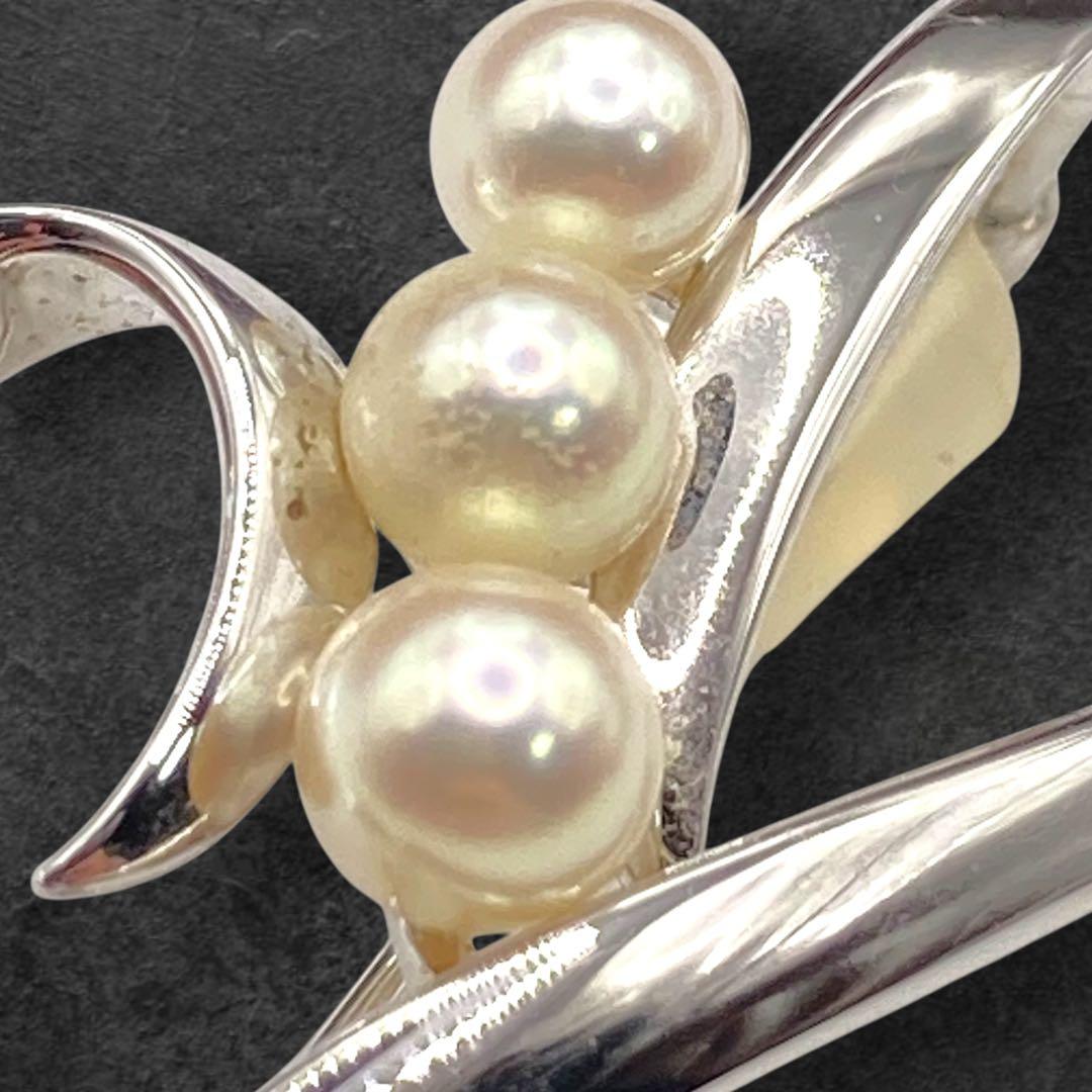 ミキモト アコヤ真珠 ハートブローチ シルバー 3珠 352