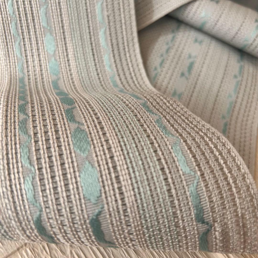 半幅帯 水色 紗　4寸博多浴衣帯　正絹　本場筑前博多織「西村織物」謹製