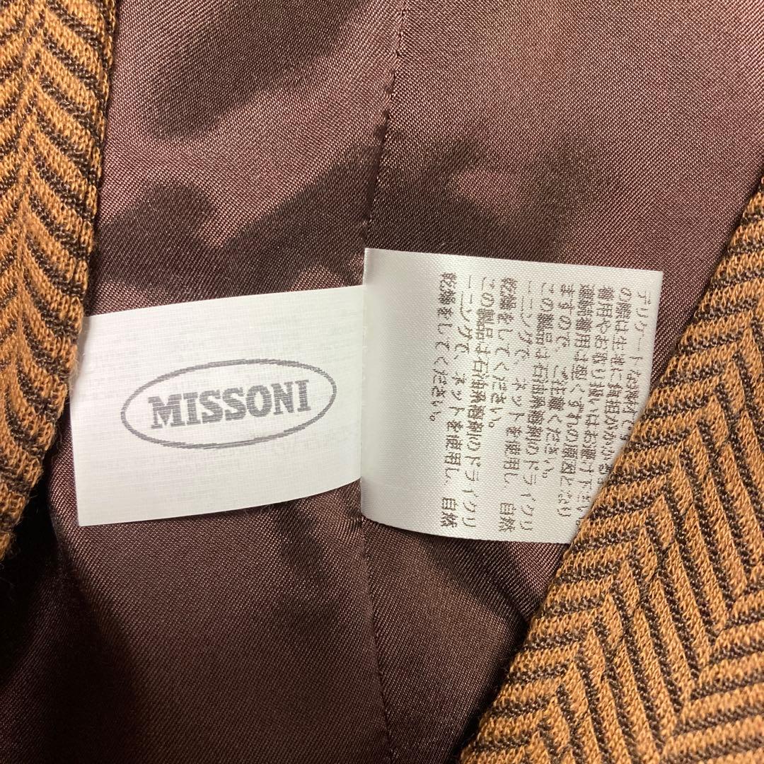 MISSONI イタリア製ヘリンボーン テーラードジャケット ブラウン　42
