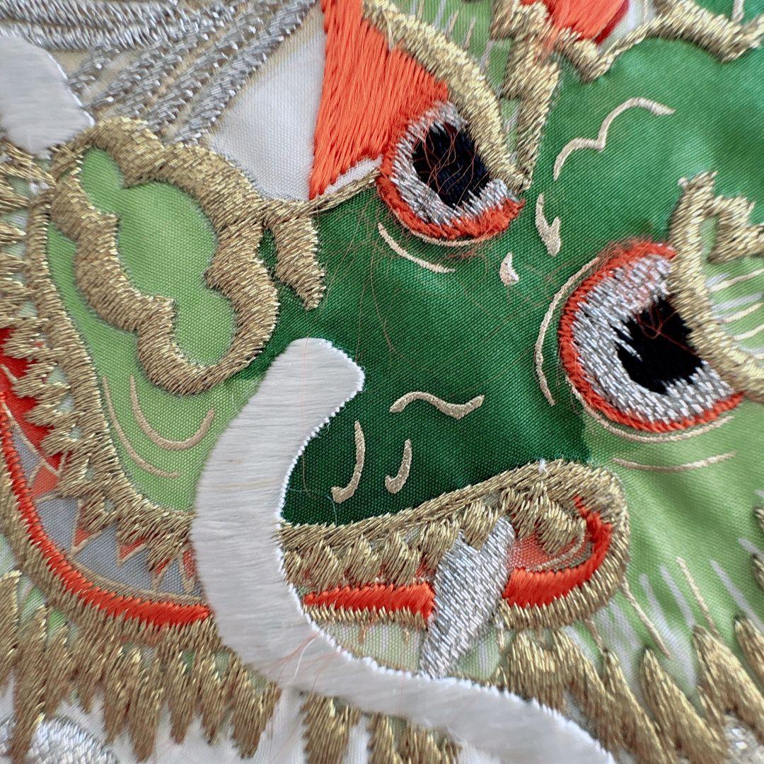 美品　豪華刺繍　お宮参り　産着　祝着　0歳　男の子　黒　龍　長襦袢なし　7035