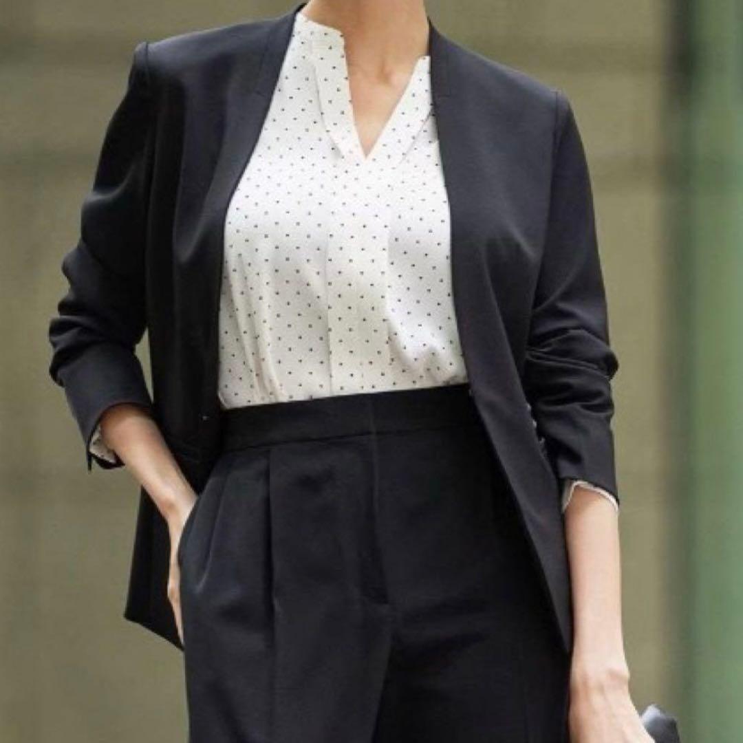 極美品】ICBファイド　ノーカラージャケット　黒ブラックMサイズ　通勤きれいめ