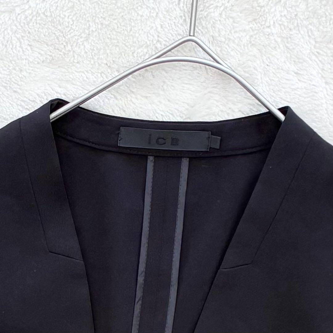 極美品】ICBファイド　ノーカラージャケット　黒ブラックMサイズ　通勤きれいめ