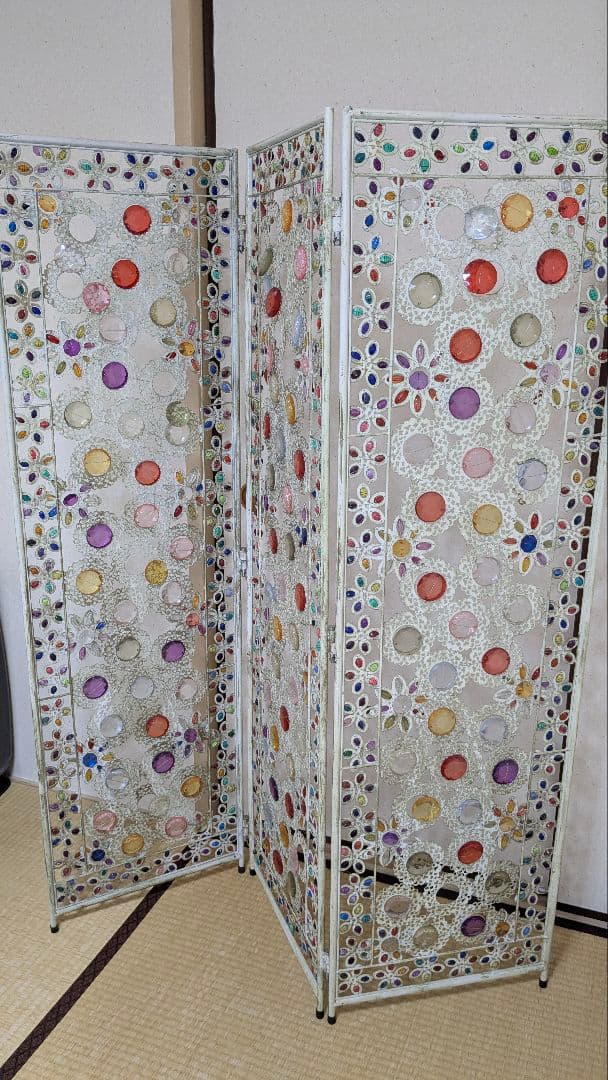 【傷あり】カラフル花柄パーテーション