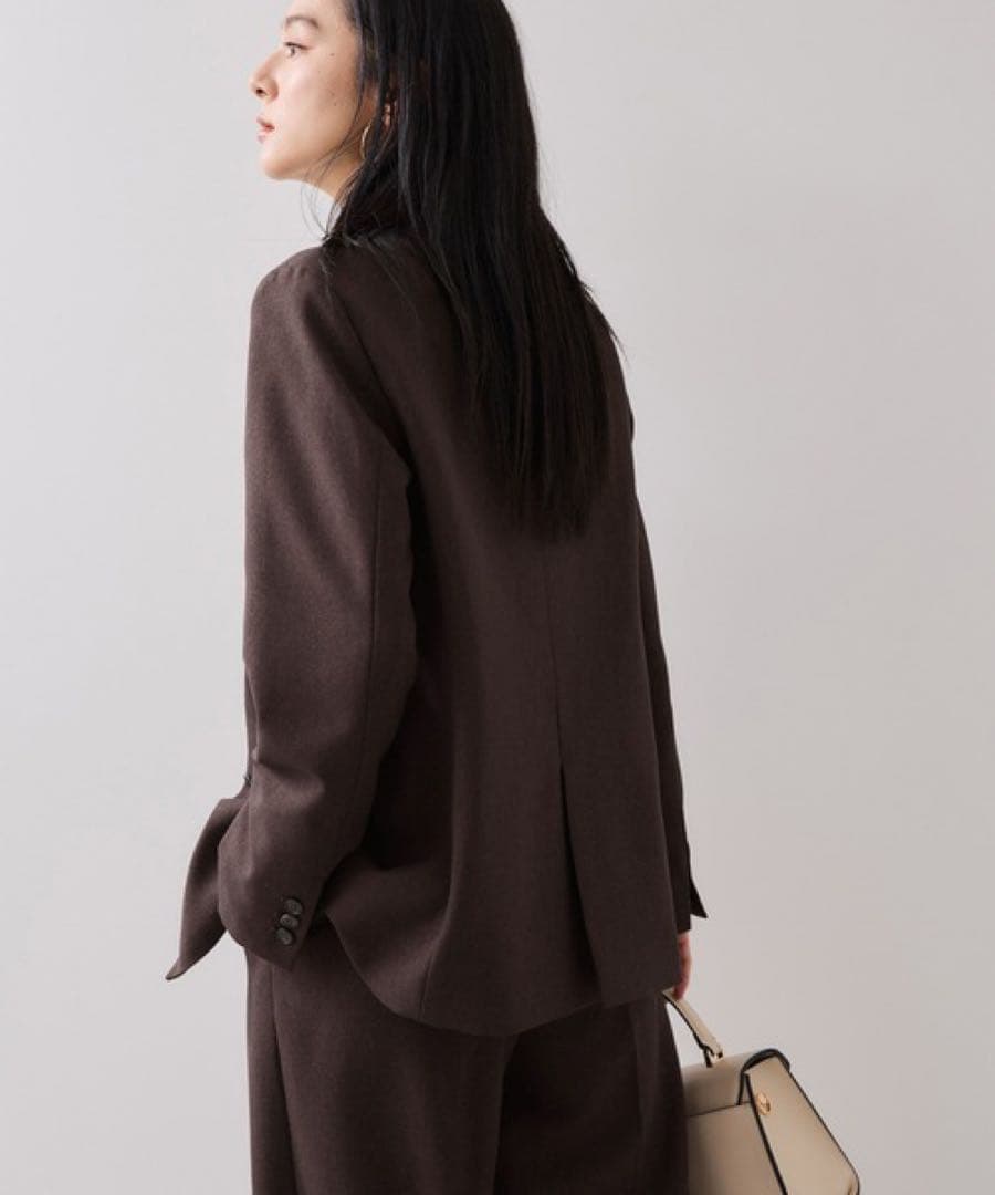 ビス 美easy ウーリッシュダブルブレストテーラードジャケット ダークブラウン