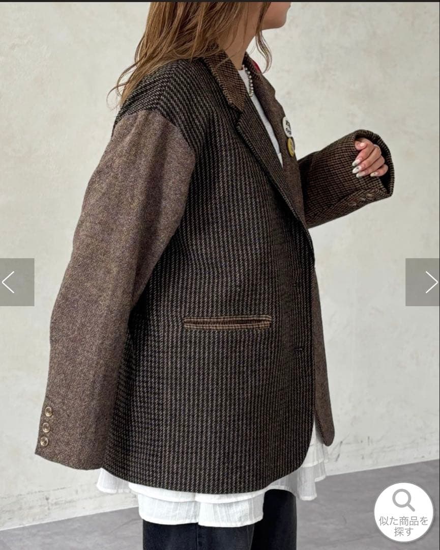 【完売】缶バッジ付ツイードテーラードジャケット