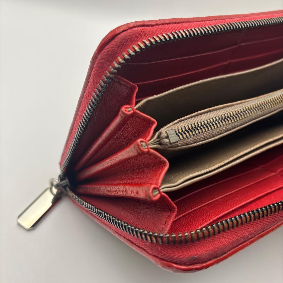 ◆正規品◆ボッティガヴェネタイントレチャート ラウンドファスナー長財布ブラック