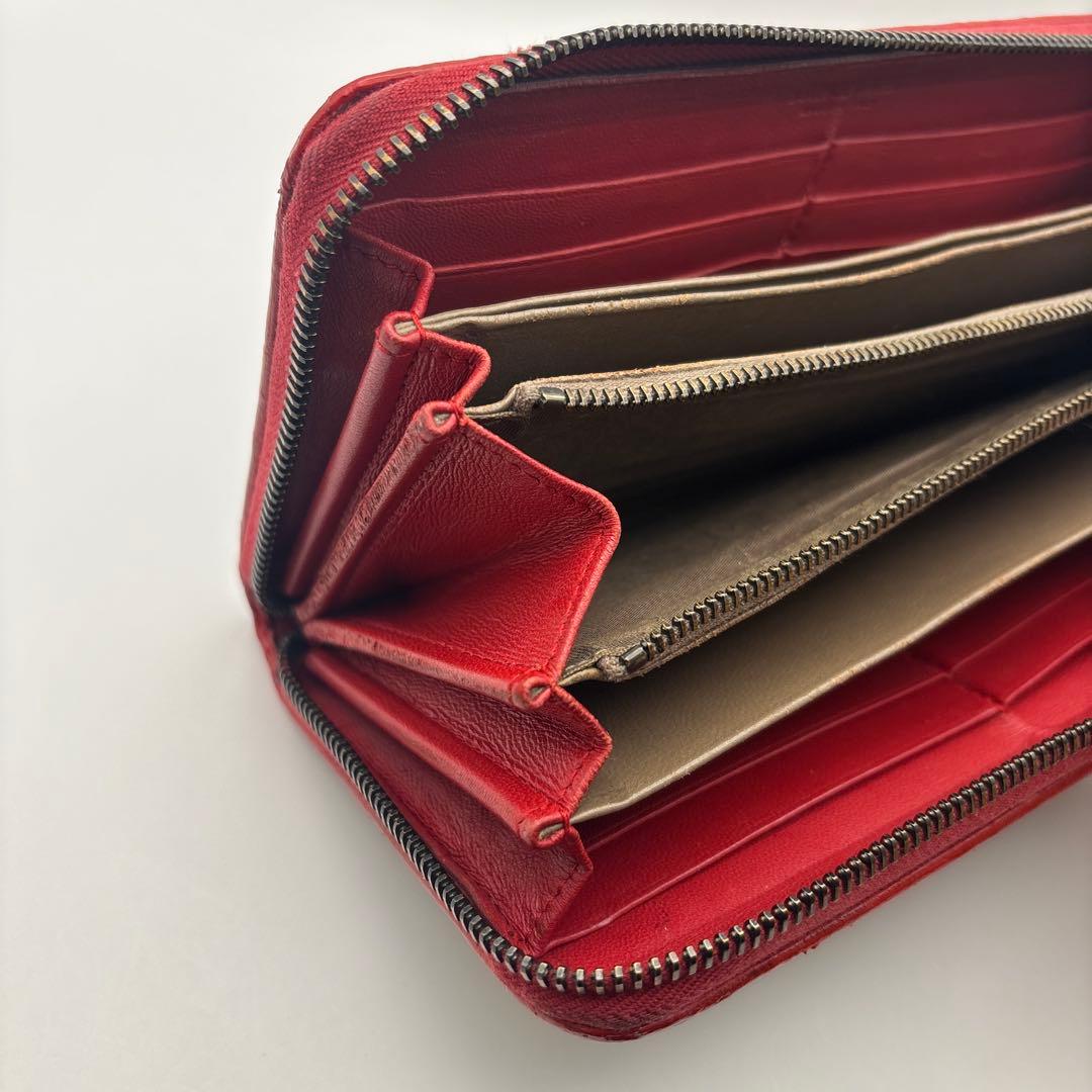 ◆正規品◆ボッティガヴェネタイントレチャート ラウンドファスナー長財布ブラック