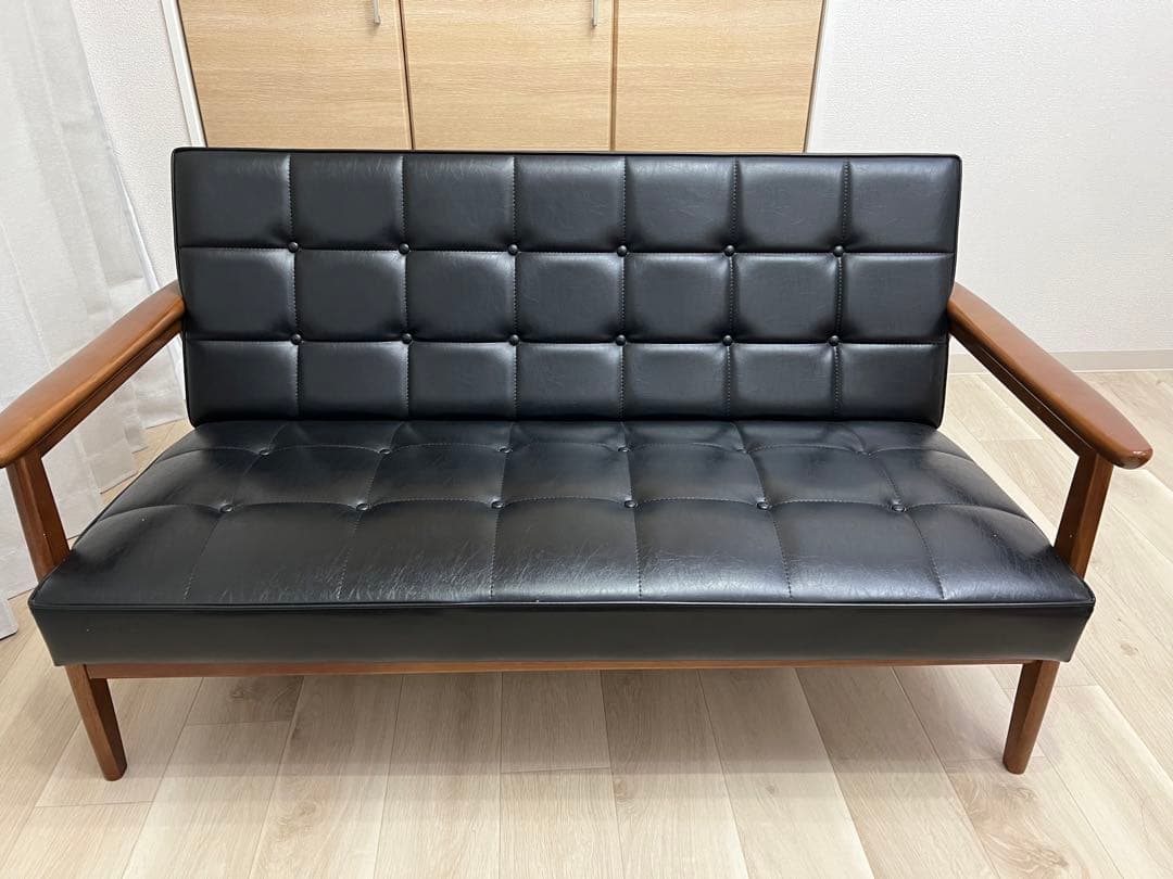 カリモク60 kチェア 2シーター　ブラック