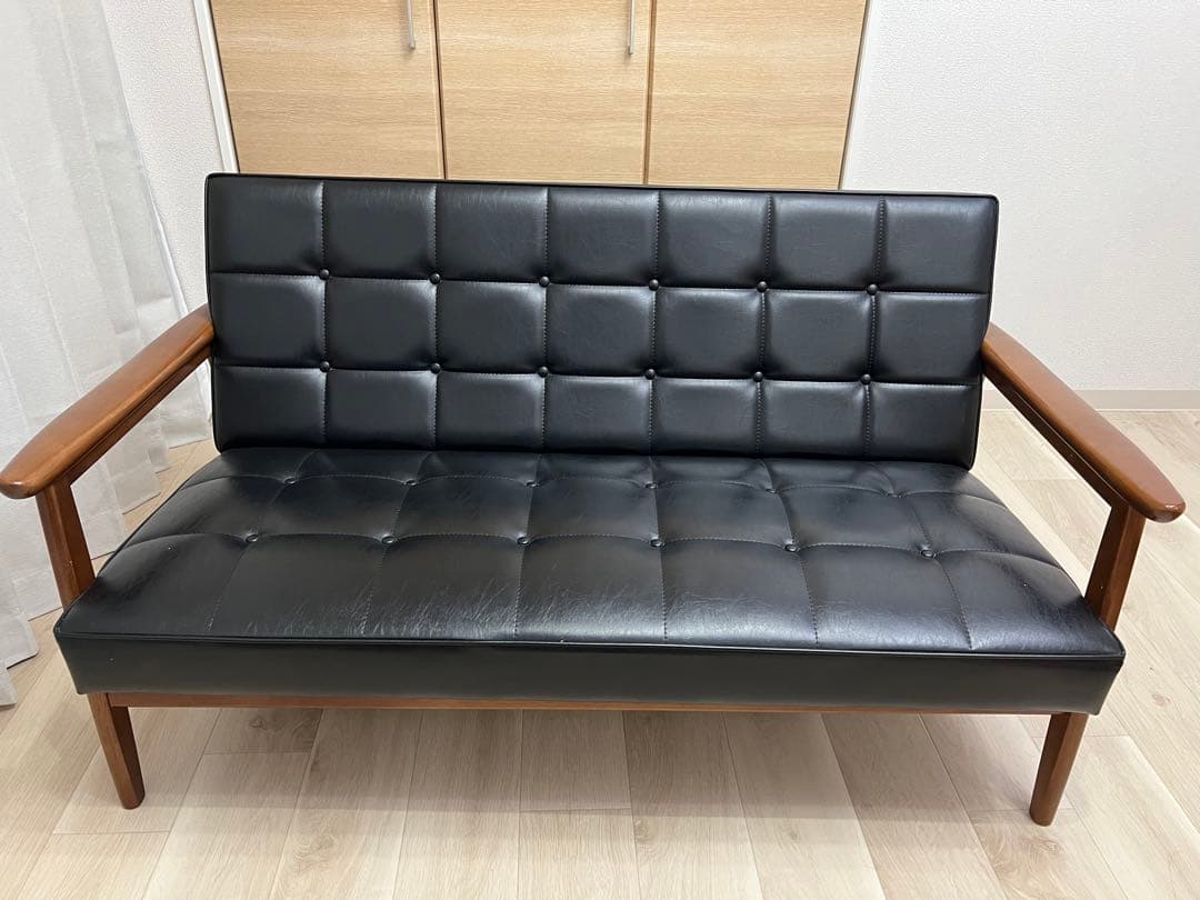 カリモク60 kチェア 2シーター　ブラック