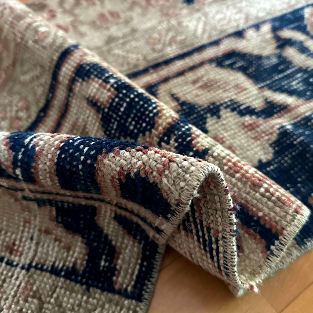 専用　48×124優しいベージュ深みあるネイビー　ボタニカル　トルコヴィンテージ