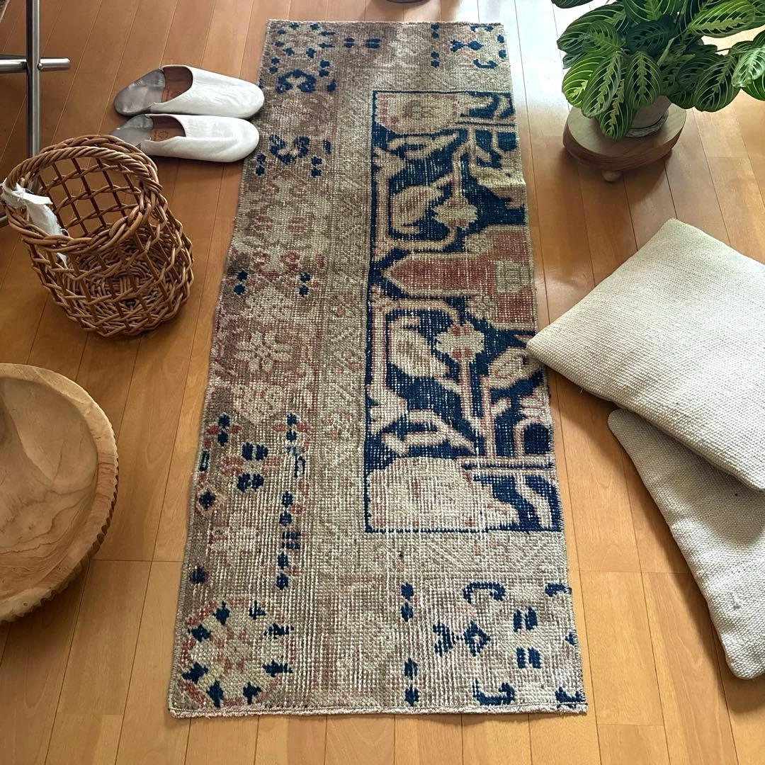 専用　48×124優しいベージュ深みあるネイビー　ボタニカル　トルコヴィンテージ