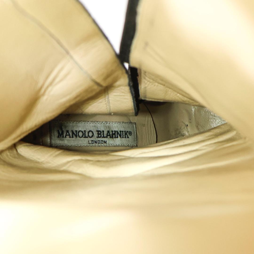 H5259-9◾️マロノブラニク　ベルト付スクエアトゥ　レザーロングブーツ