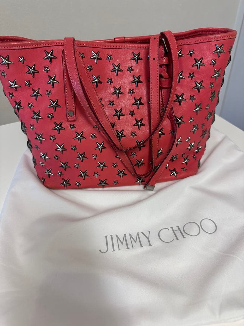 JIMMY CHOO ピンク レザートートバッグ