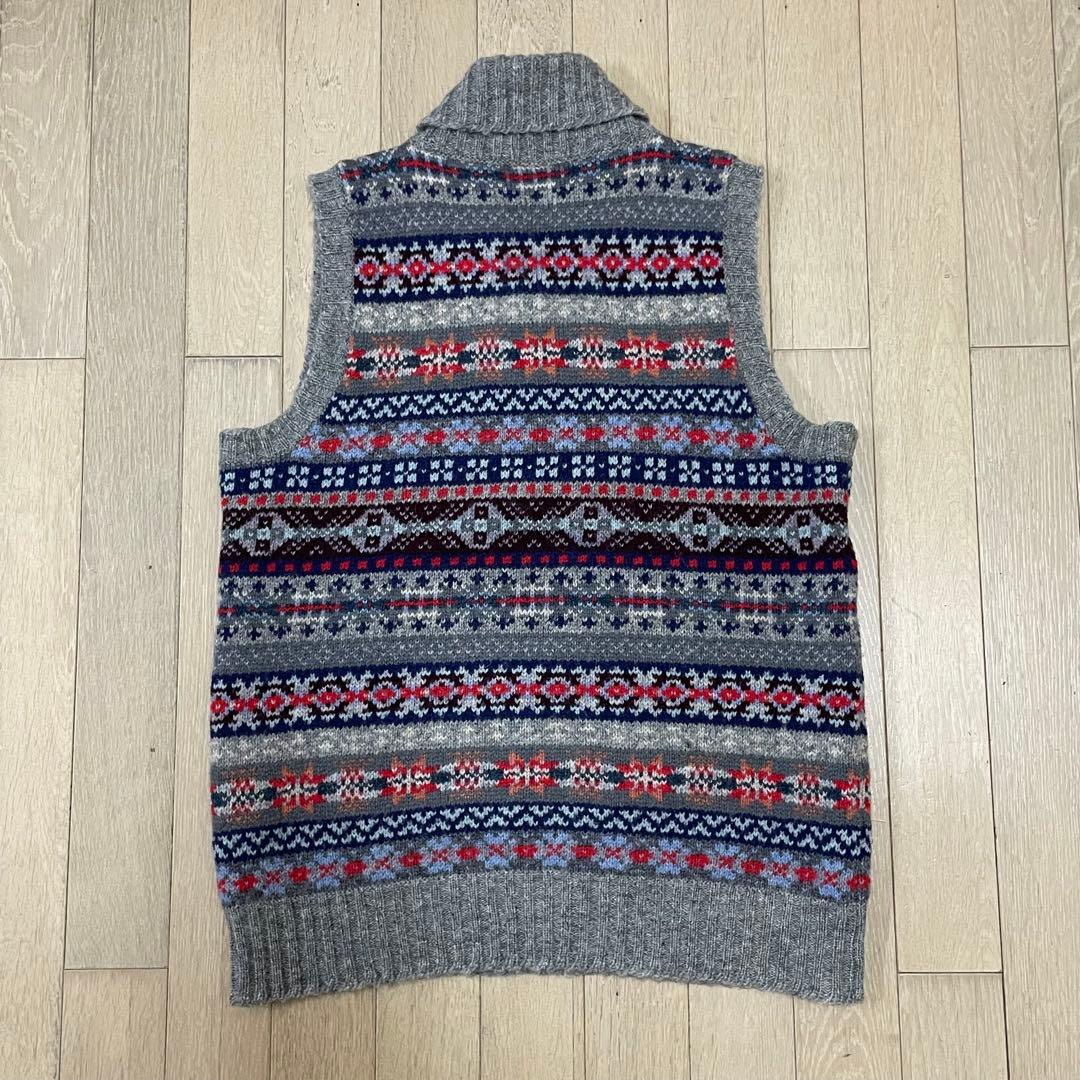 ジャミーソンズ　シェトランドウール ニットベスト　ショールカラー　メンズM位