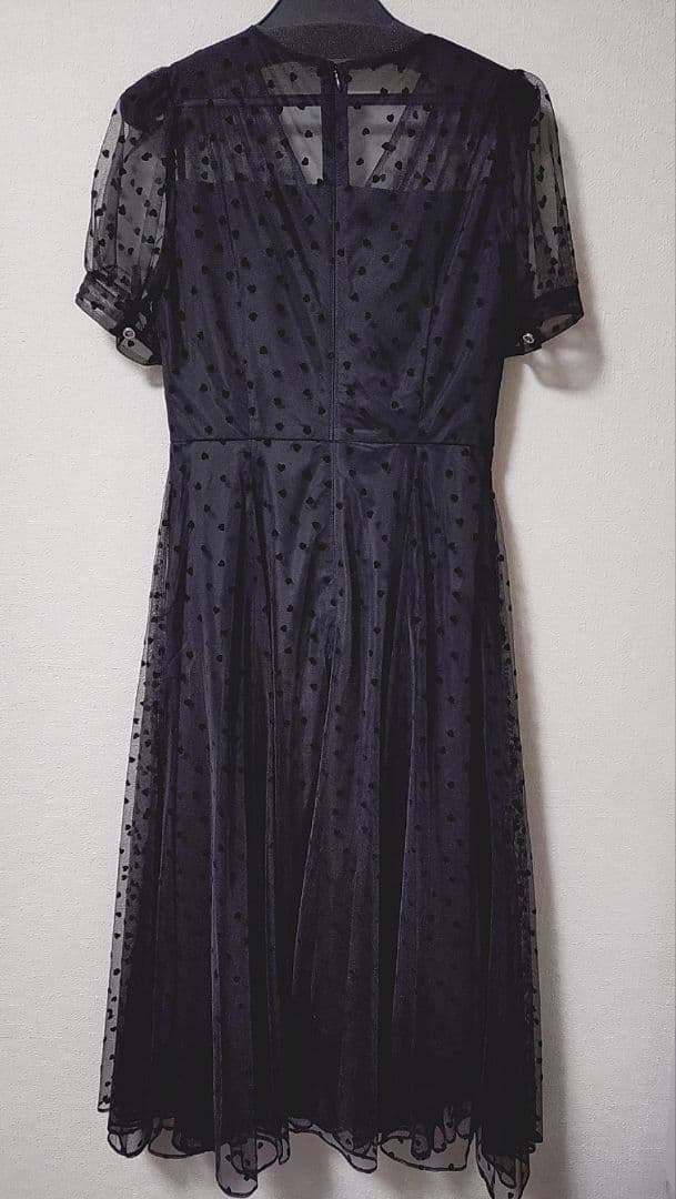 【銀座クチュール】ハートドットチュールパフスリーブ Aラインミディアムドレス