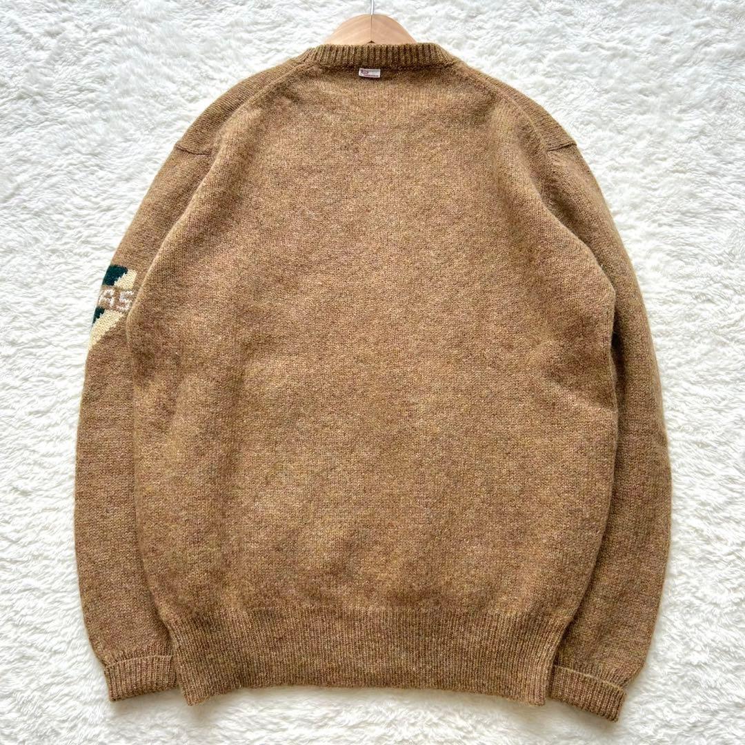 【美品】PAPAS パパス　国旗　長袖　ウール　ニット　セーター　ビックロゴ