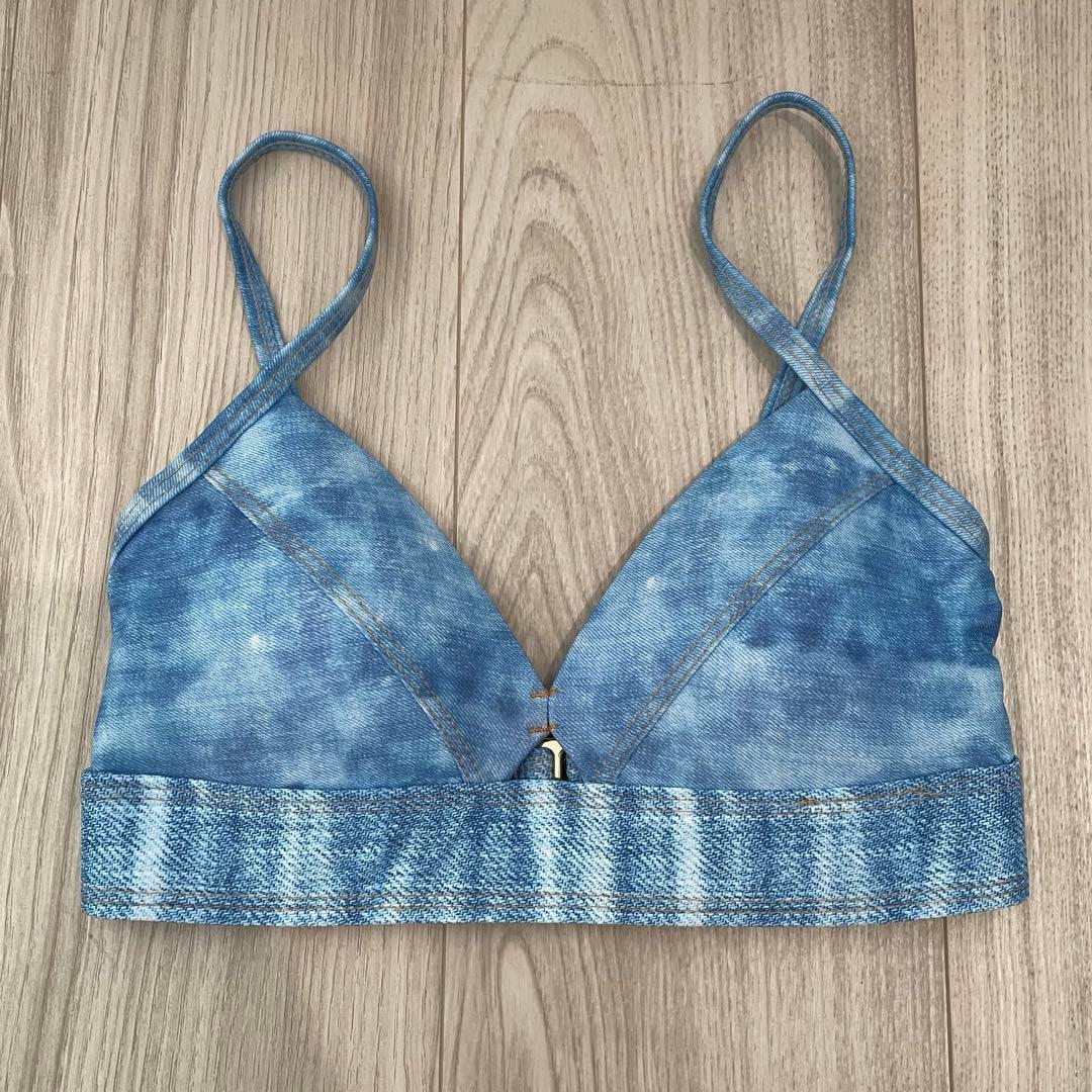 AIR SPACE ミドルブルー 盛れる　ビキニ　XS.Sサイズ　デニムプリント