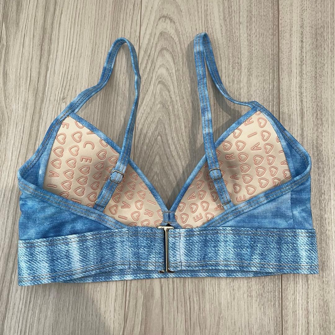 AIR SPACE ミドルブルー 盛れる　ビキニ　XS.Sサイズ　デニムプリント