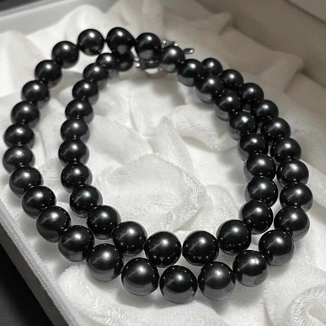 【K14WG✨鑑別所】あこや真珠 ネックレス イヤリング 黒本真珠 アコヤパール