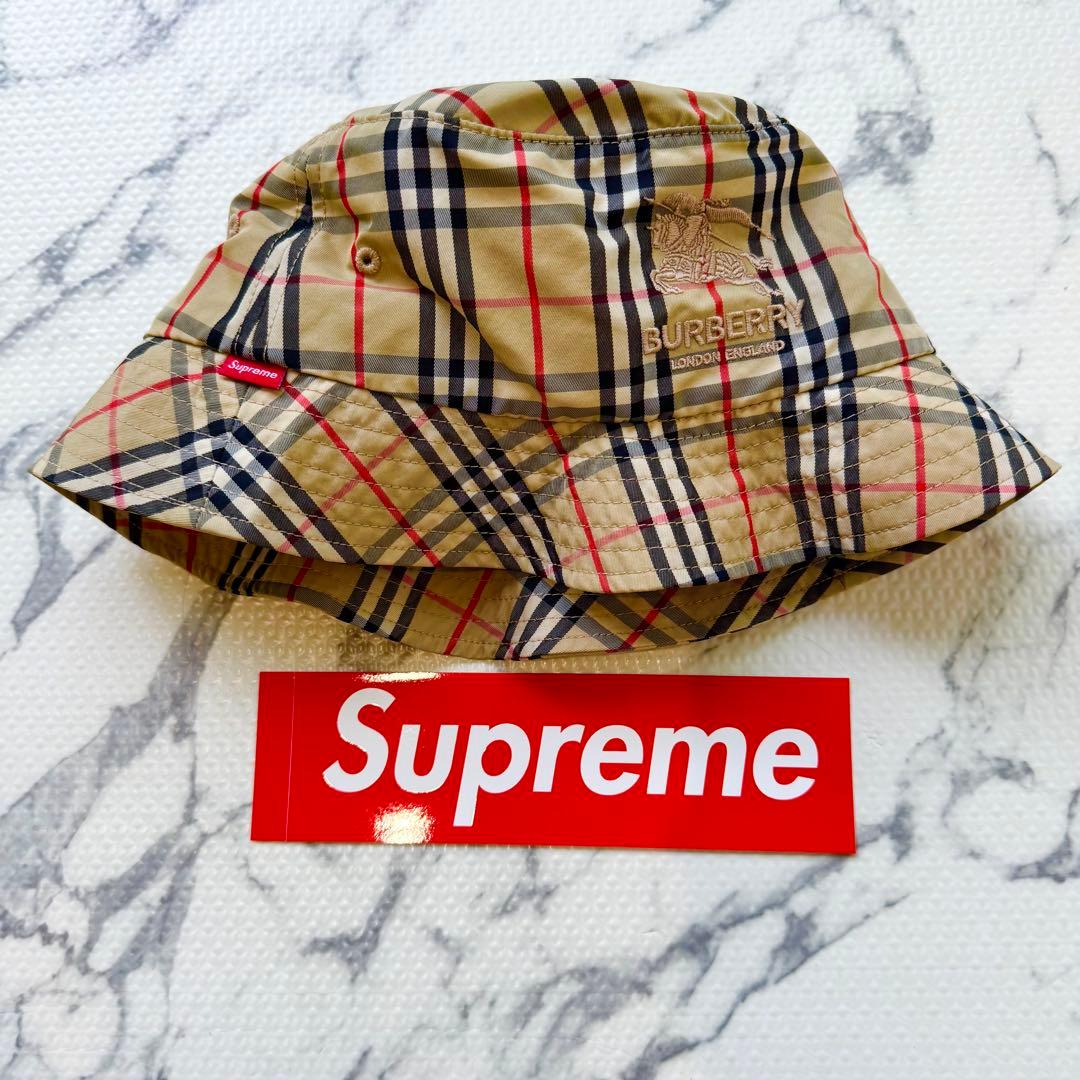 ⭐︎【美品】バーバリー　シュプリーム　バケットハット ノバチェック　ホースロゴ ⭐︎