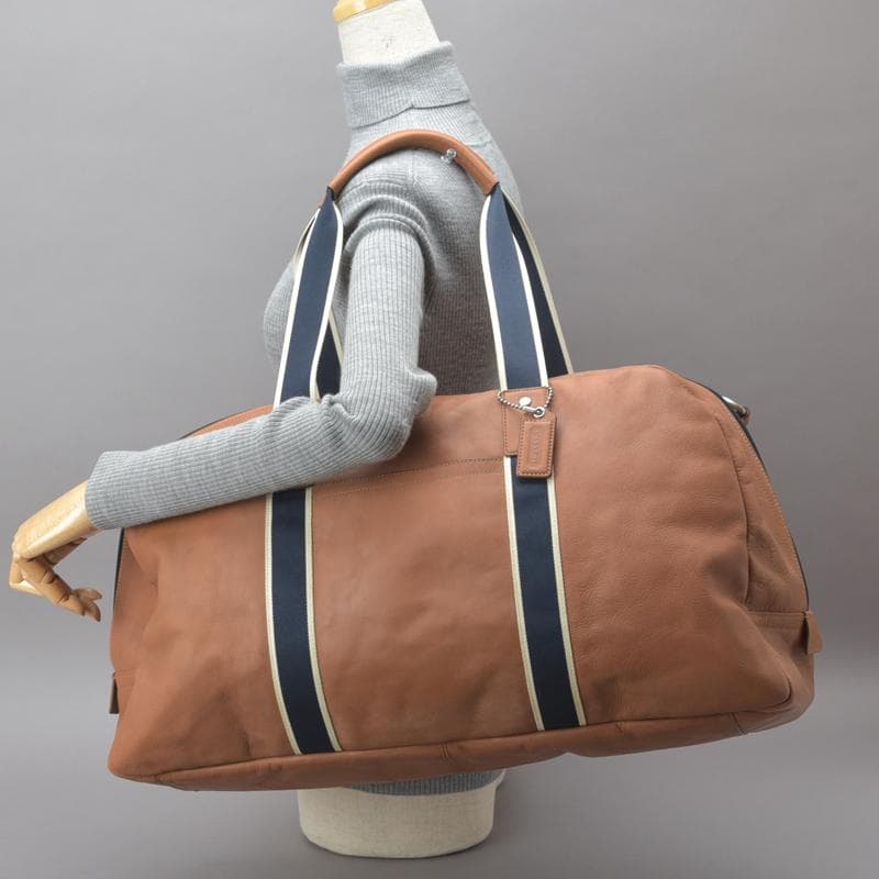美品◇COACH コーチ ヘリテージダッフル ボストンバッグ 2WAY レザー茶