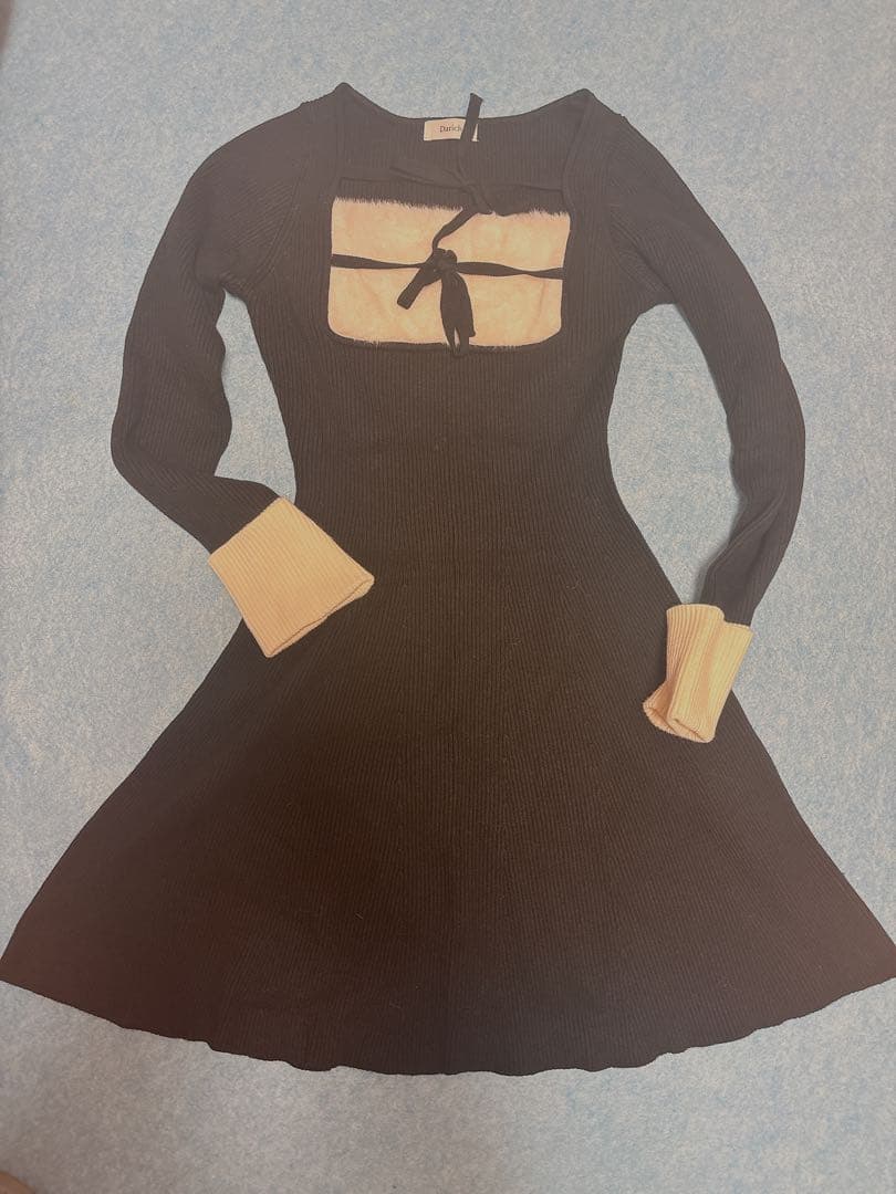 darich ダーリッチ リボンファーフレアニットミニワンピース