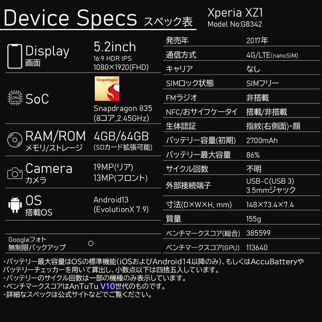 【Android13】SONY Xperia XZ1 G8342