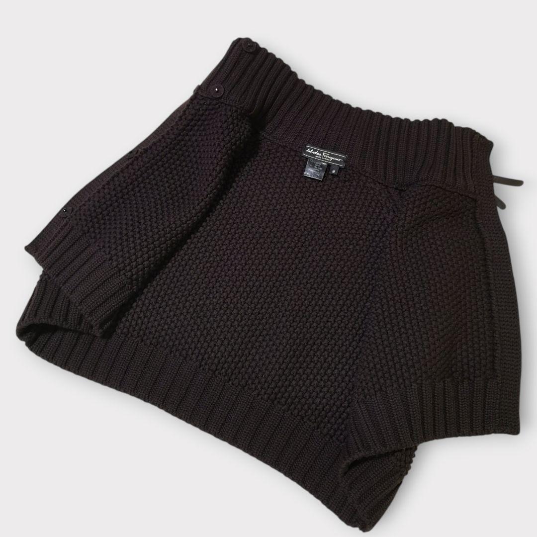 美品 Salvatore Ferragamo ニットケープ 羽織 ガンチーニ Ｍ