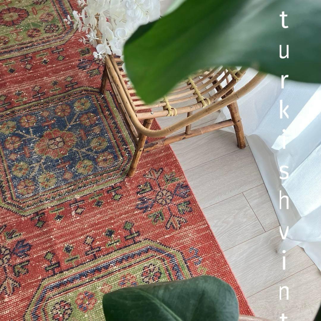 オレンジ3Box ブルー73×184 グリーン　魔除けD トルコヴィンテージラグ