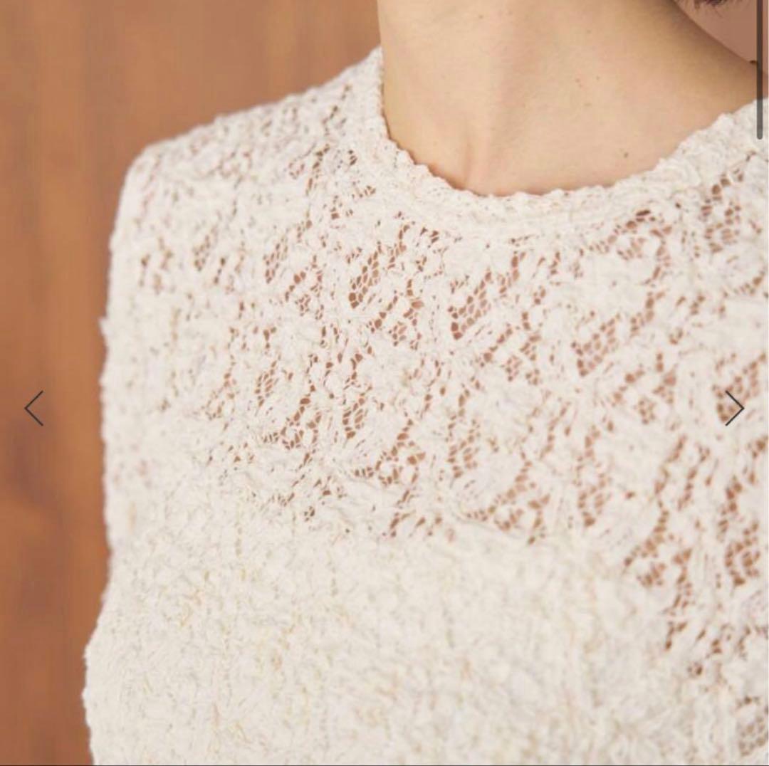 IENA Flowerストレッチレース ペプラムプルオーバー