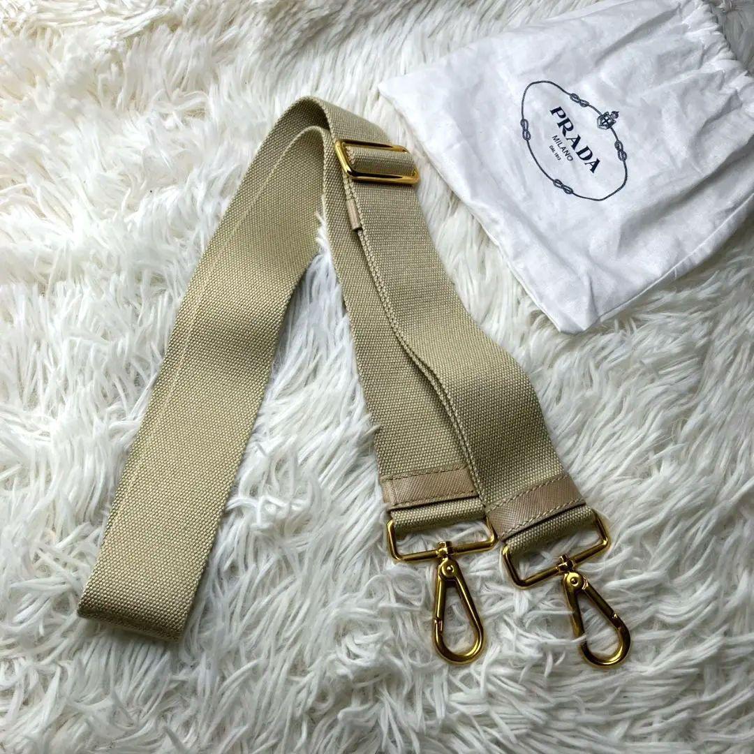 極美品✨プラダ PRADA ショルダーストラップ キャンバス レザー ベージュ