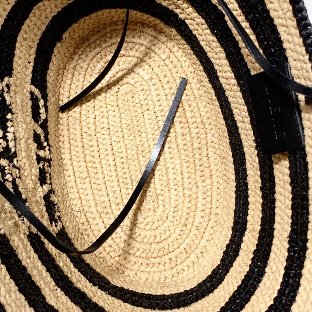 美品　ロエベ　エレファント　カゴバッグ　トート　ラフィア　アナグラム　ストライプ