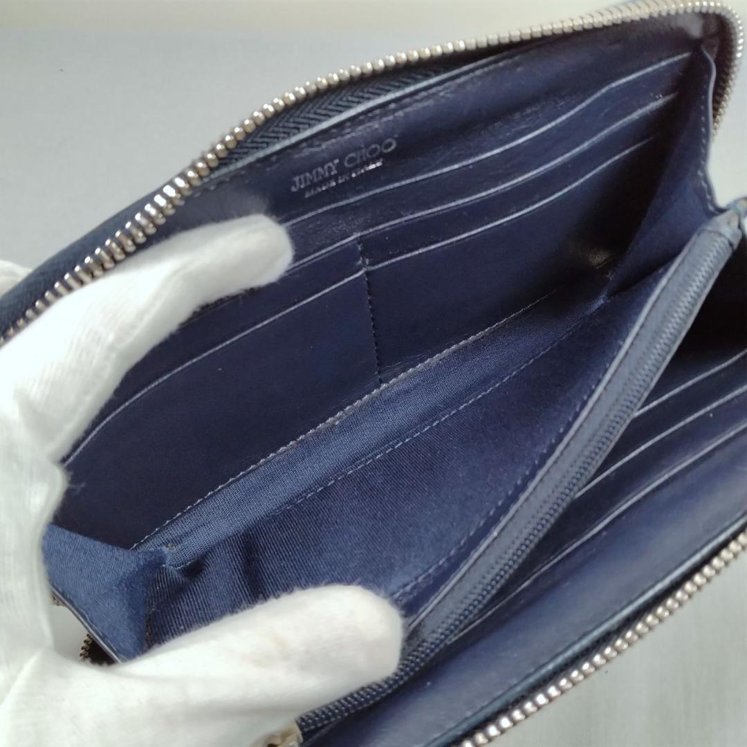 超美品 ジミーチュウ★スタースタッズ ジッピーウォレット エナメル 黒 化粧箱付