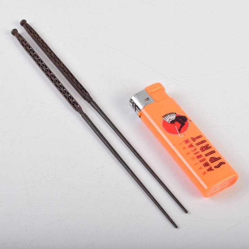 茶道具　古鉄　四方すかし飾　火箸　時代箱　V　8962