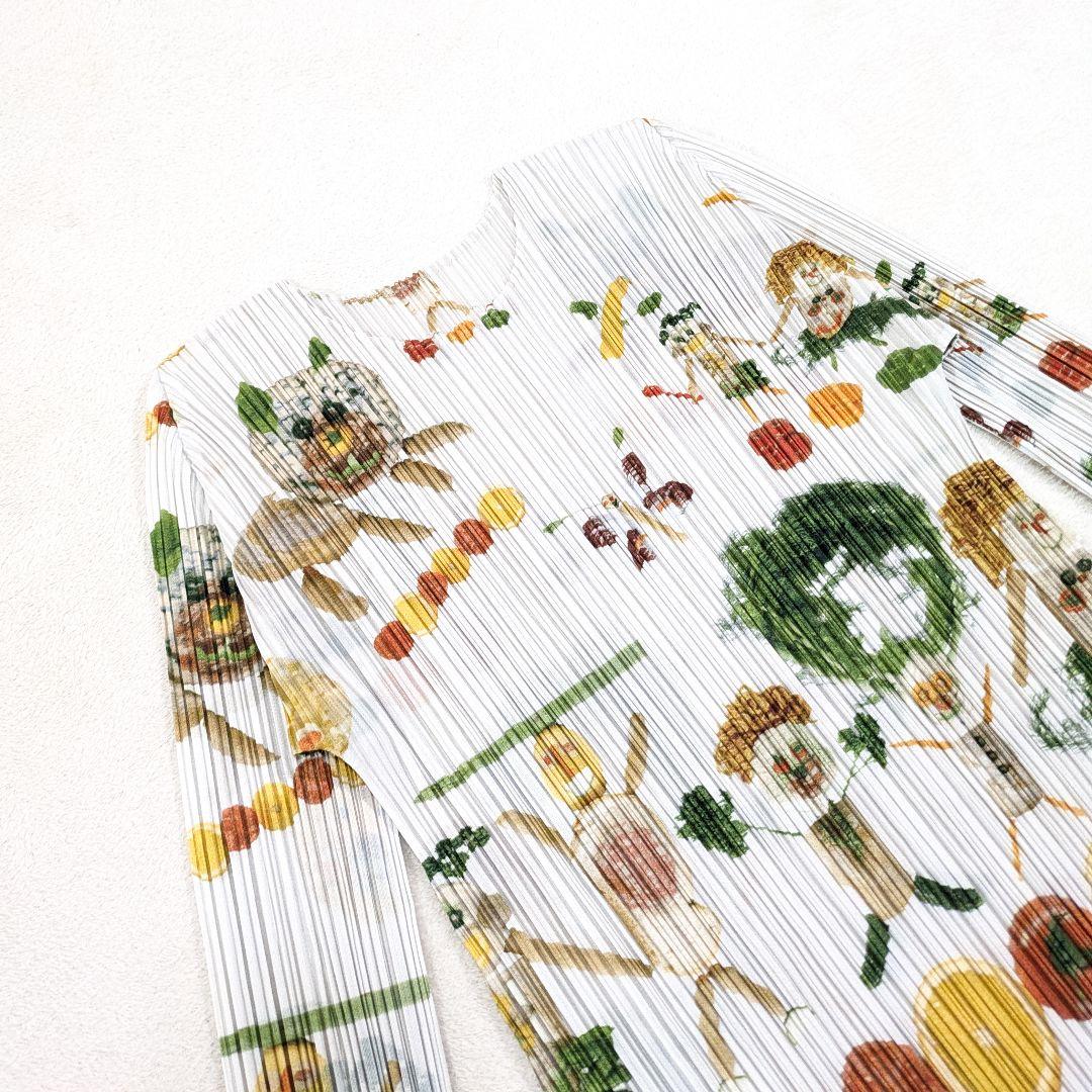 希少　プリーツプリーズ　イッセイミヤケ　野菜　動物　カットソー　ブラウス　3