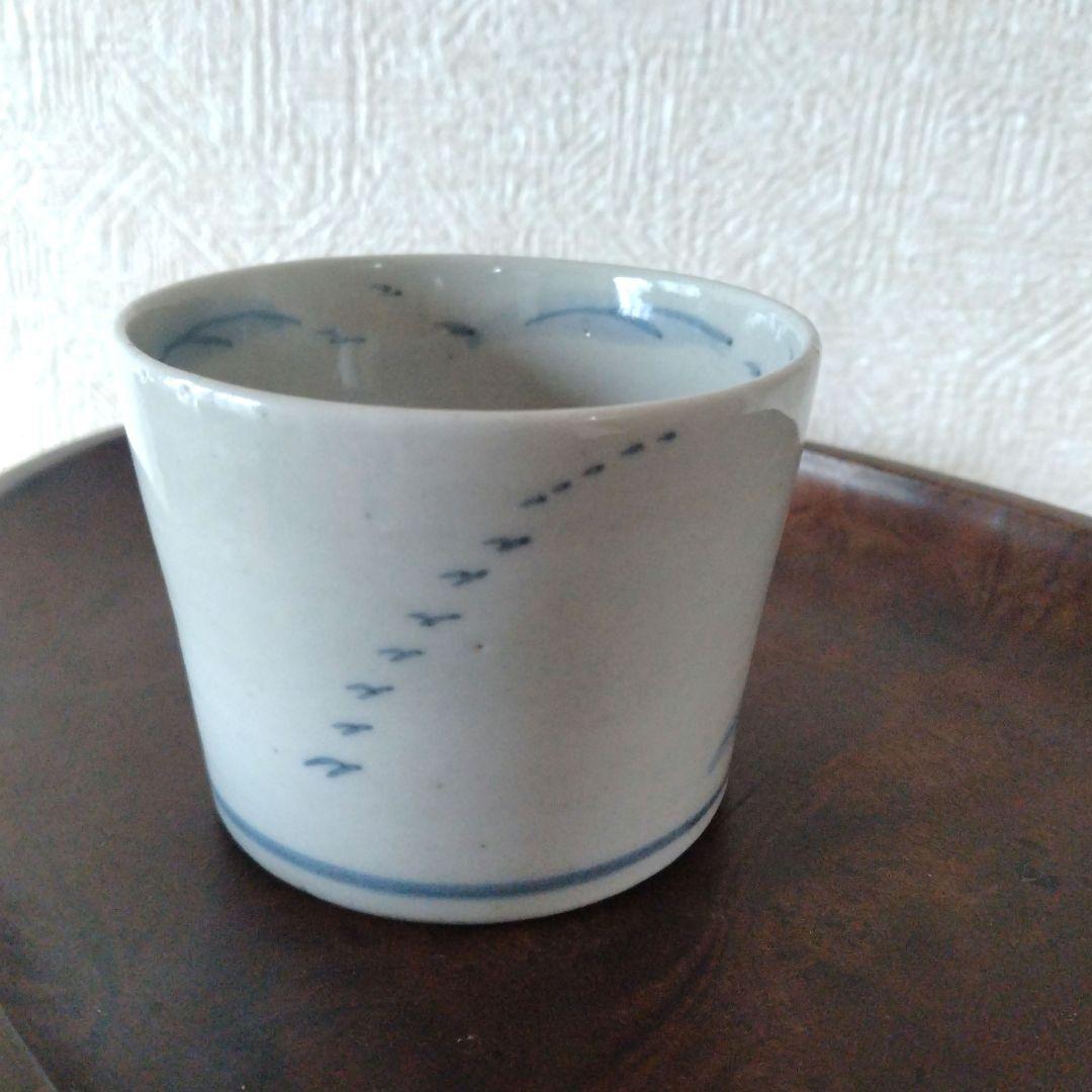 【KAZUです。】古伊万里染付山水文雁の図蕎麦猪口