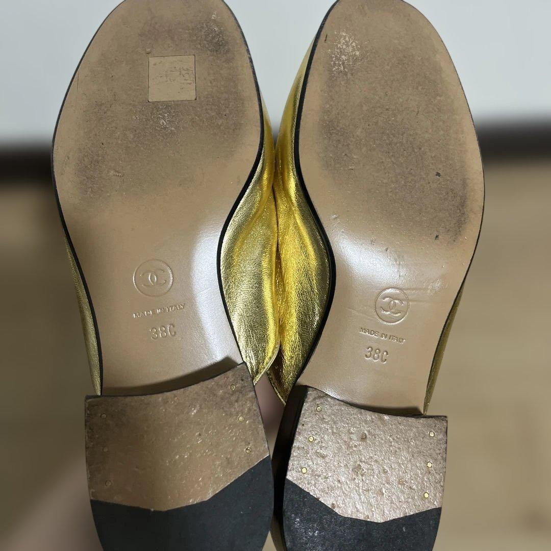 CHANEL ゴールド ローファーサンダル　38C