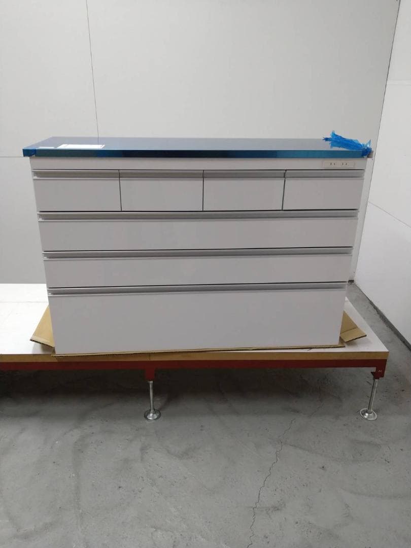 ◎7023 ステンレス頑丈鏡面カウンター幅120　ホワイト