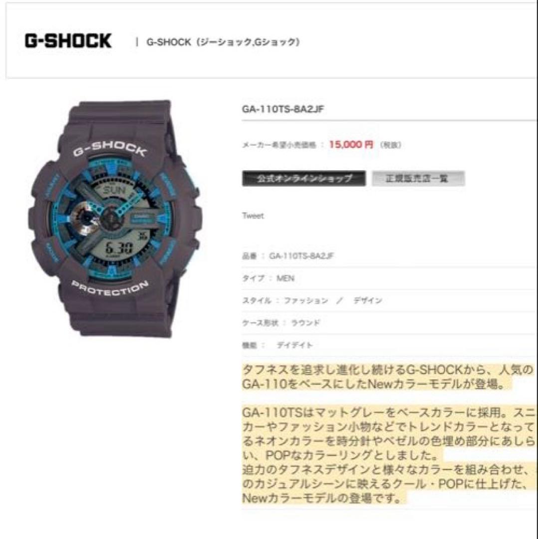 G-SHOCK GA-110TS-8A2JF グレー　防水　腕時計　★新品未使用