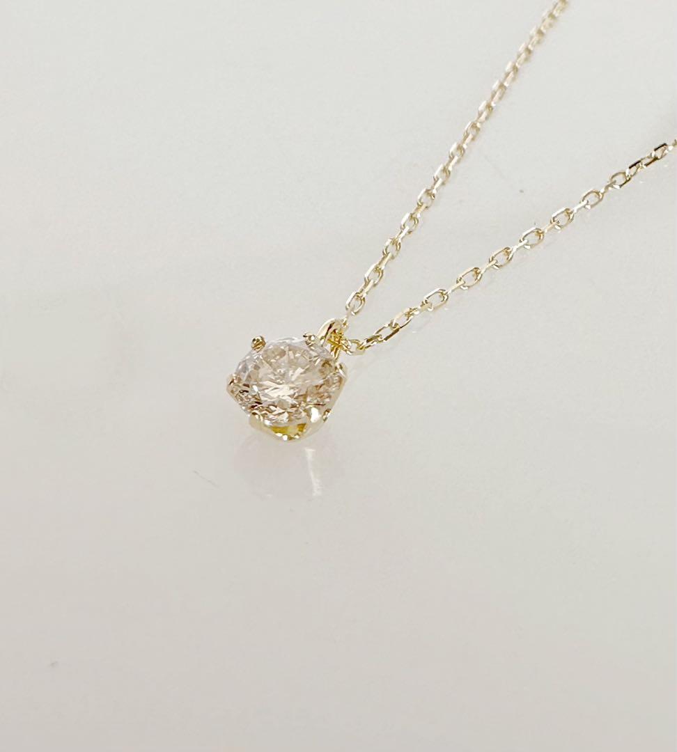 K18！シンプル 6本爪 天然ダイヤモンド ネックレス ！