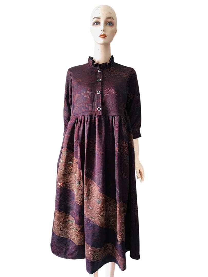 着物リメイクワンピース　訪問着　正絹　2月上司発送