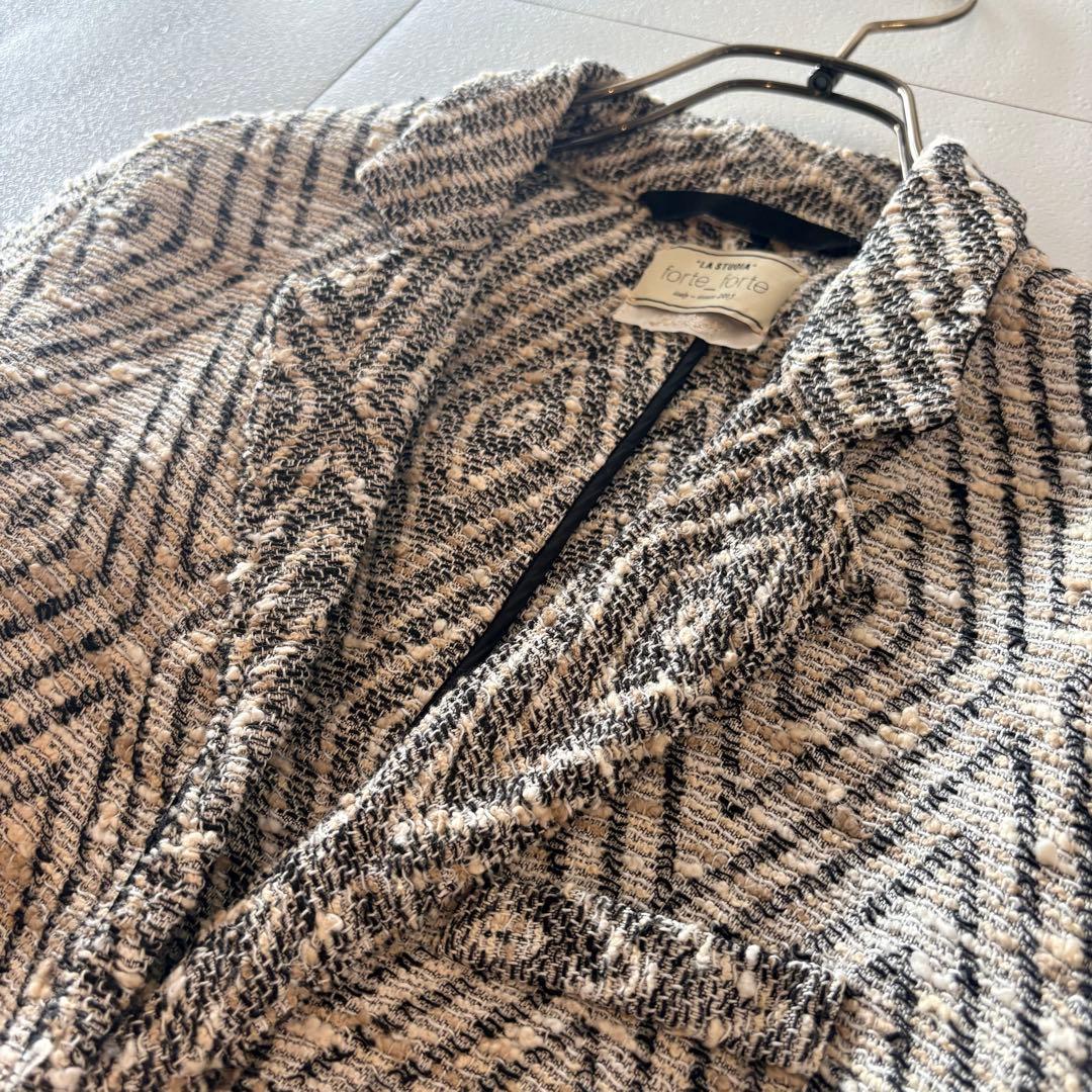 NO forte_forte テーラードジャケット　麻混合　春夏　ツイード