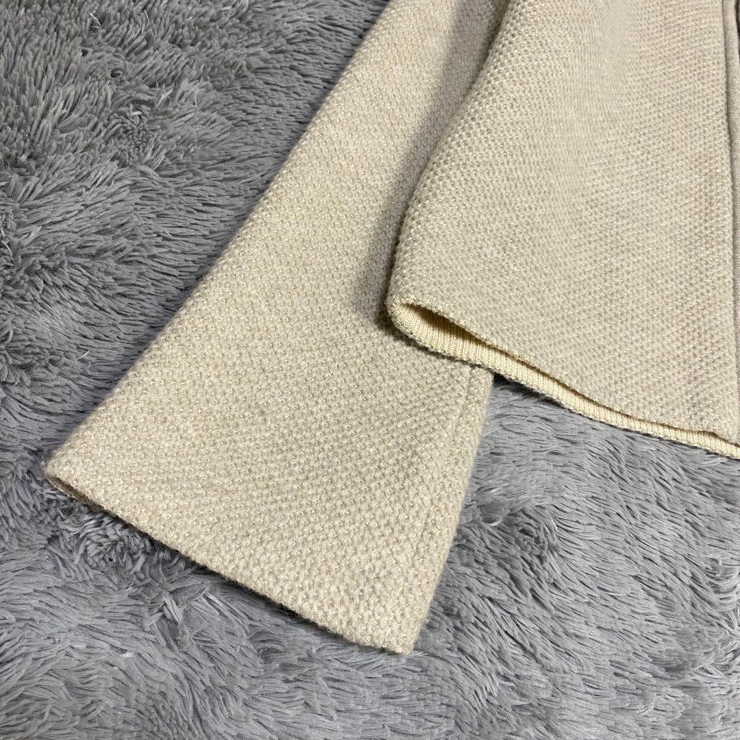 Rene♡ ルネ ロゴパールジップ ロゴ刺繍 ウールパーカー ベージュ 34